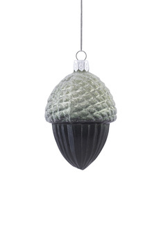 Set of 6 glass baubles - acorn