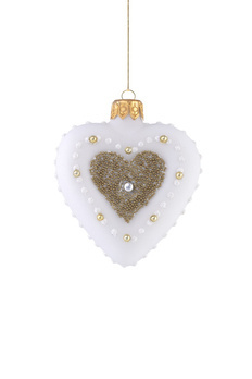 Set of 6 glass baubles - heart