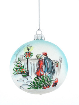 Glass Christmas bauble with a Christmas motif