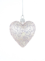  Set of 6 heart-shaped glass Christmas baubles in lavender color