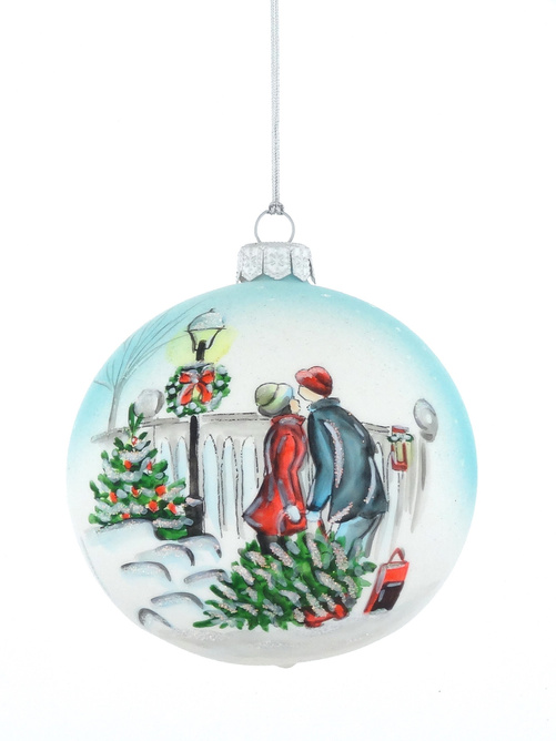 Glass Christmas bauble with a Christmas motif