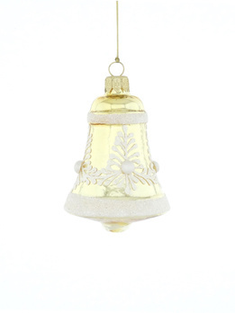 Set of 6 glass Christmas tree baubles in the shape of a bell