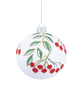 A set of 6 glass Christmas baubles with a branch motif.
