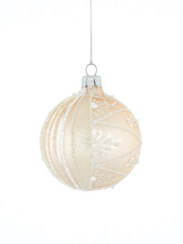 Set of 6 glass Christmas baubles in pastel pink color