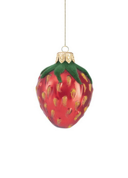 Set of 6 glass baubles - strawberry