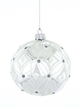 Set of 4 glass Christmas baubles in silver color