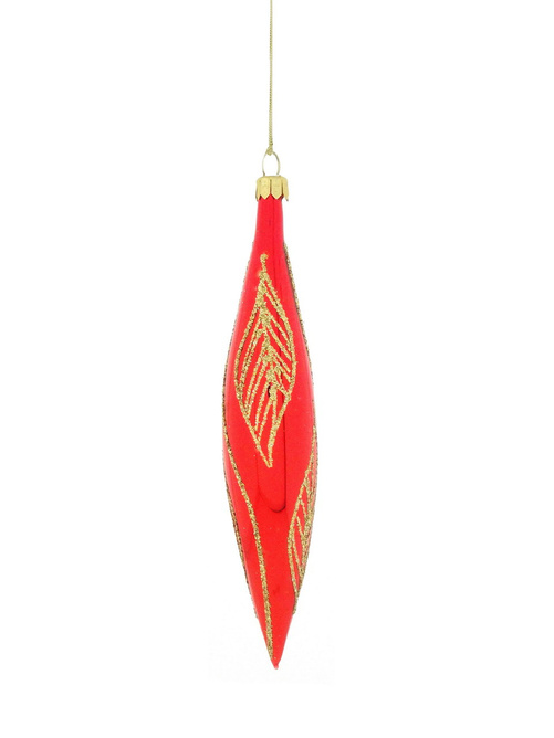 Set of 4  glass baubles - elongated icicles with gold decoration