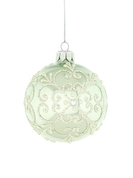 A set of 6 glass Christmas baubles with snowflakes.