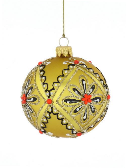 Set of 6 glass Christmas baubles in gold color