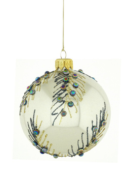 A set of 6 glass Christmas baubles with a branch motif.