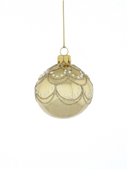 Zestaw 6 szklanych bombek choinkowych w złotym kolorze z dekoracją ornamentową
