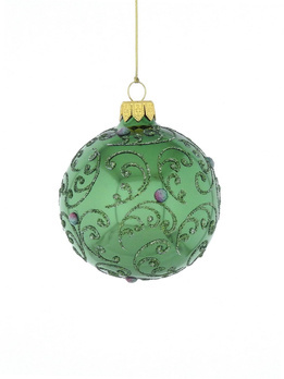 Set of 6 glass Christmas tree baubles with twigs