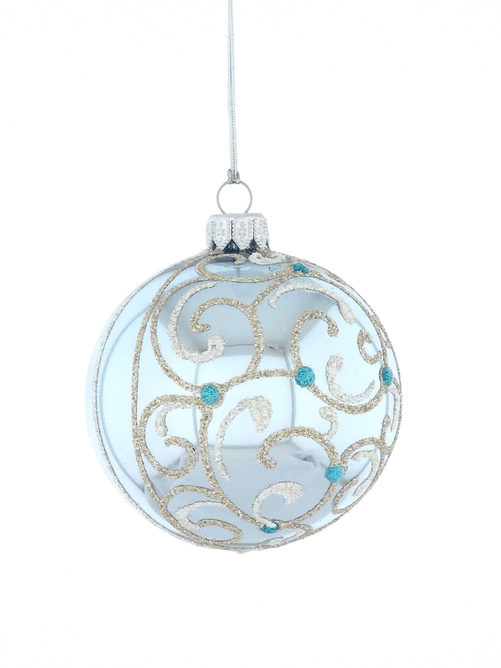Set of 6 glass Christmas tree baubles in blue color
