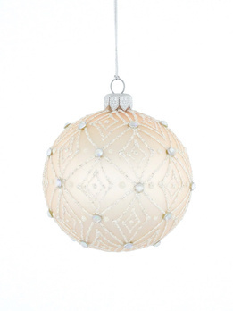 A set of 6 glass Christmas tree baubles in pastel pink color and ornamental decoration