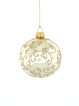 Set of 6 glass Christmas baubles in light gold color