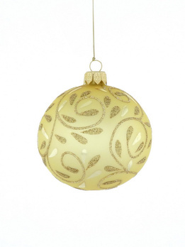 Zestaw 6 szklanych bombek choinkowych ze złotymi gałązkami 