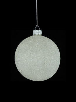 Zestaw 6 szklanych bombek choinkowychz białym brokatem