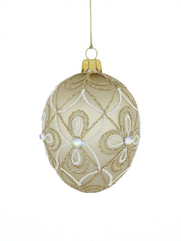 Szklana bombka choinkowa - Jajko Faberge w szmpanowym kolorze 