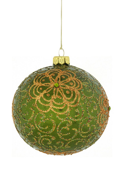 Zestaw 4 szklanych bombek choinkowych z motywem kwiatow