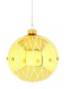 Zestaw 4 szklanych bombek choinkowych w złotym kolorze z dekoracją ornamentową