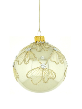 Zestaw 6 szklanych bombek choinkowych z motywem listków