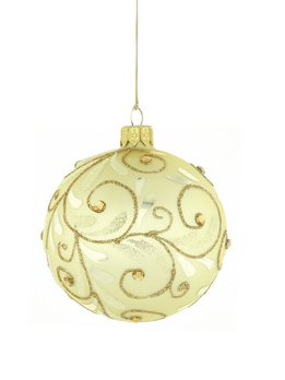 Zestaw 6 szklanych bombek choinkowych w szampanowym kolorze z motywem gałązek